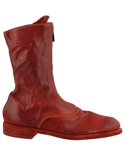 Guidi 310 Front Zipped Army Boots - Red