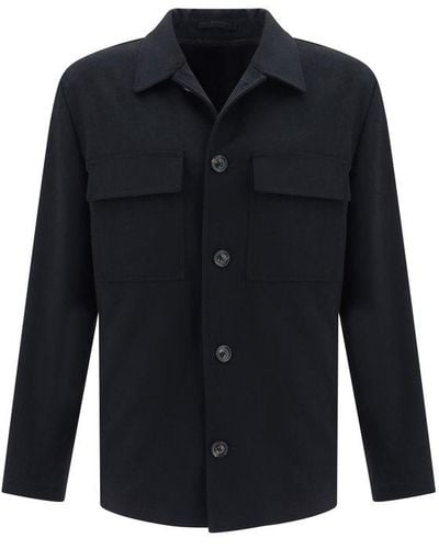 Lardini Long Sleeved Button-up Shirt Jacket - Blue