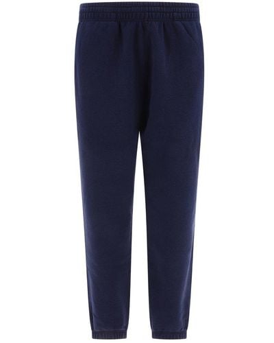 Burberry Logo Embroidered Tapered-leg Track Trousers - Blue