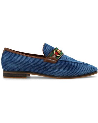 Gucci Corduroy Loafers, - Blue