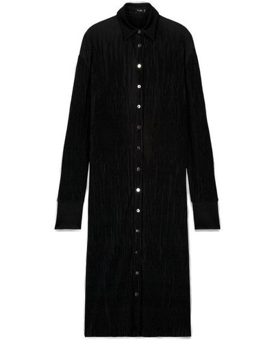 Atlein Pleated Buttoned Shirt Midi Dress - Black