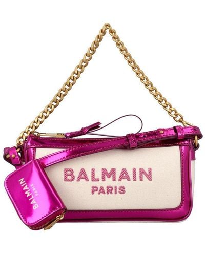 Balmain B-army Puoch Canvas And Leather Bag - Pink