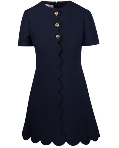 Valentino Button Detailed Mini Dress - Blue