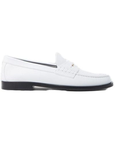 Burberry Logo-detailed Slip-on Penny Loafers - White