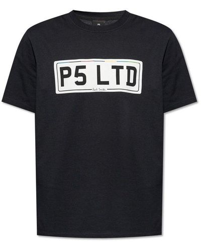 PS by Paul Smith Logo Printed Crewneck T-shirt - Black