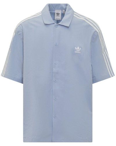 adidas Originals Stripe Detailed Short Sleeved Shirt - Blue