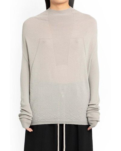 Rick Owens Crater Knitted Crewneck Jumper - White
