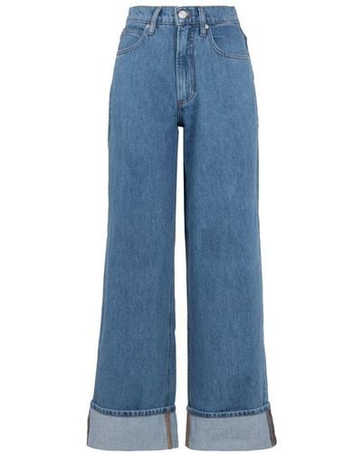 FRAME Wide-leg Turn-up Hem Jeans - Blue