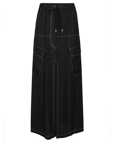 Pinko Stitched-detail Drawstring Midi Skirt - Black