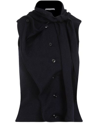Lemaire Scarf-detailed Asymmetric Buttoned Cardigan - Black