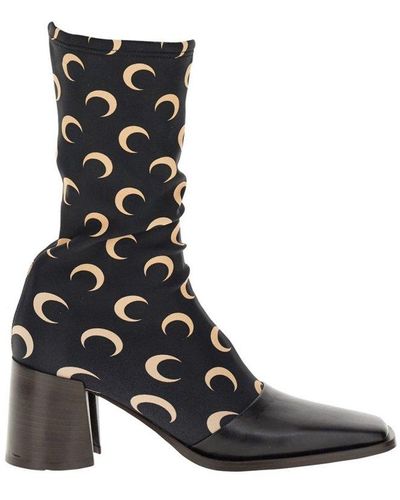 Marine Serre All-over Patterned Square Toe Boots - Black
