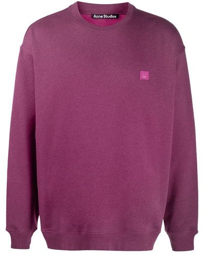 Acne Studios Face Logo Patch Crewneck Sweatshirt - Purple