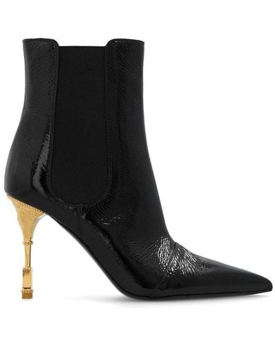 Balmain Moneta 95 Patent Leather Ankle Boots - Black