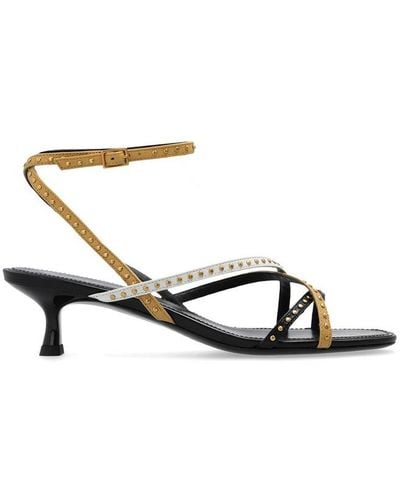 Tory Burch Capri Ankle-strap Studded Heeled Sandals - White