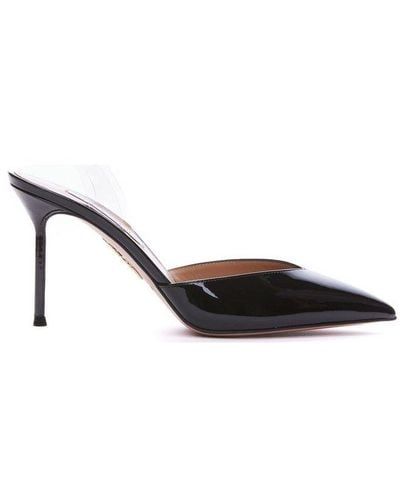 Aquazzura V Plexi Pointed-toe Slingback Court Shoes - Black