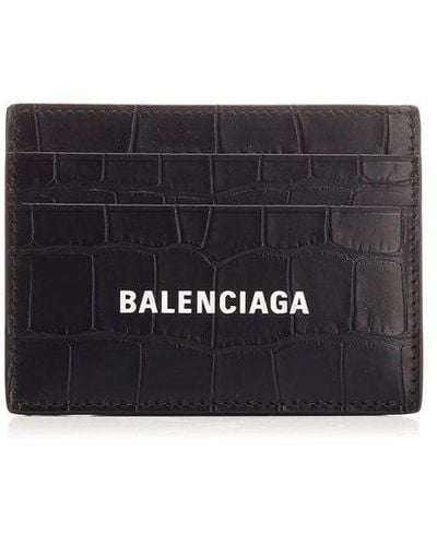 Balenciaga Card Holder With Logo, - Black