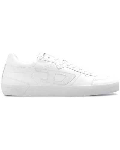 DIESEL S-leroji Low-low-top Leather Sneakers With D Branding - White
