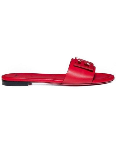 Fendi Ff Leather Sandal - Red