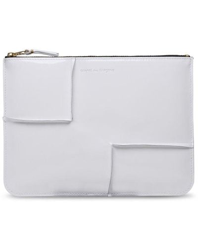Comme des Garçons Cdg Reversed Hem Serie Zipped Wallet - White