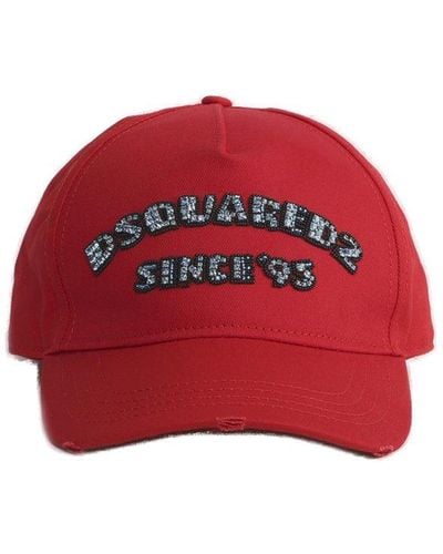DSquared² Logo Embellished Baseball Cap - Red