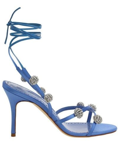 Manolo Blahnik Elsaka Embellished Strappy Sandals - Blue