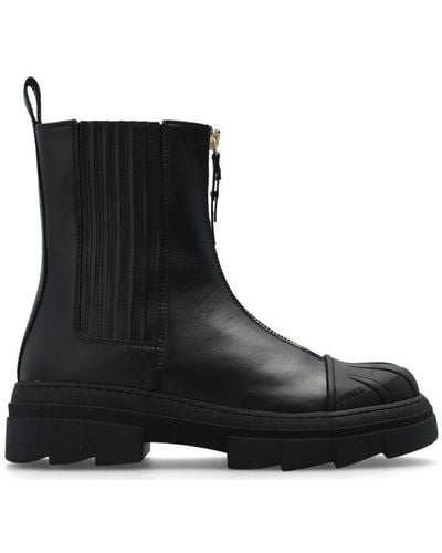Furla Gum Panelled Ankle Boots - Black