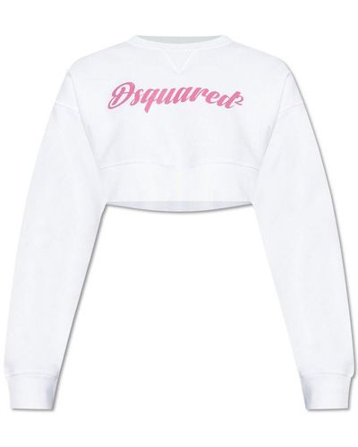 DSquared² Logo Printed Cropped Sweatshirt - White