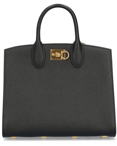 Ferragamo Studio Box Medium Top Handle Bag - Black
