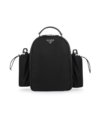 Prada Picnic Logo Plaque Zipped Backpack - Black