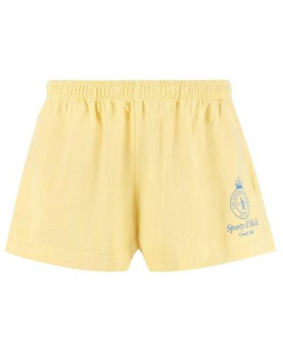 Sporty & Rich Logo Print Drawstring Shorts - Yellow
