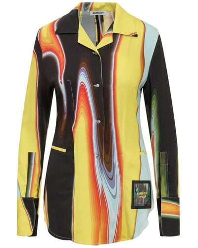 Ambush Abstract Pattern Long Sleeved Buttoned Shirt - Multicolour