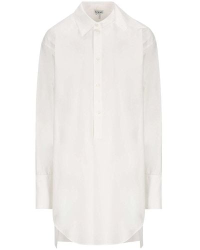 Loewe Shirt Dress In Cotton - White