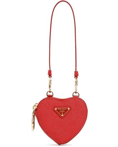 Prada Heart Saffiano Mini Shoulder Bag - Red