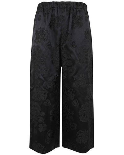 Comme des Garçons Floral Printed Wide-leg Trousers - Black