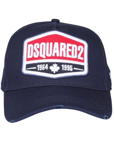 DSquared² Soft Cotton Logo Patch Baseball Cap - Blue