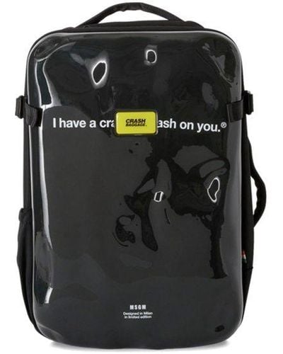 MSGM Slogan Printed Backpack - Black