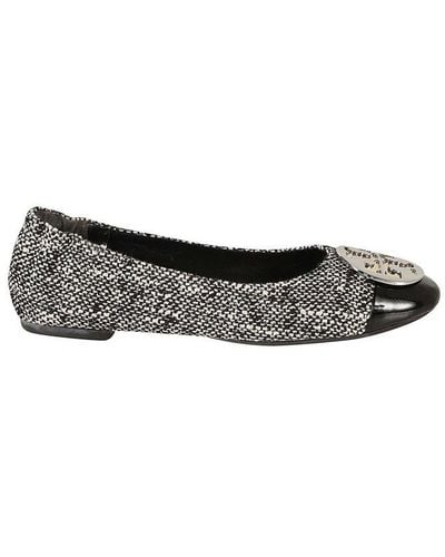Tory Burch Claire Tweed Slip-on Ballerina Shoes - Black