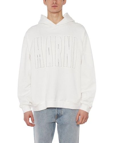 Marni Cotton Sweatshirt With Hood - White