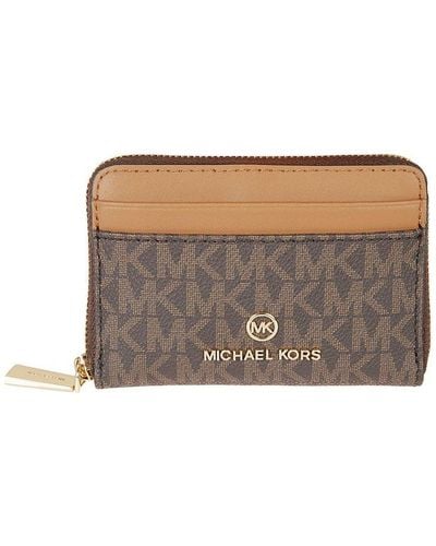 MICHAEL Michael Kors Logo Plaque Zipped Wallet - Brown