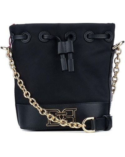 Bally Chain-linked Drawstring Bucket Bag - Black