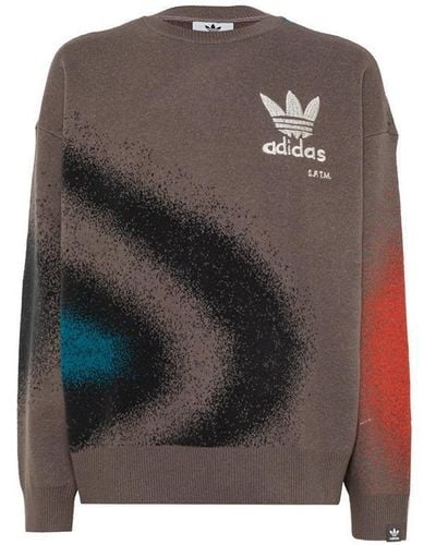 adidas Originals Logo Embroidered Knitted Sweater - Brown