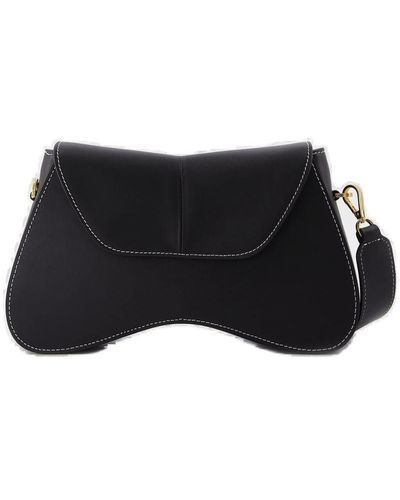 Elleme Stitching Detailed Space Shoulder Bag - Black