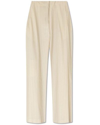 MM6 by Maison Martin Margiela High-waist Pinstriped Wide-leg Trousers - White