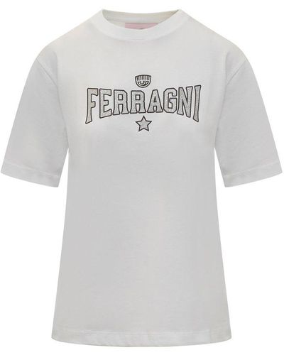 Chiara Ferragni Glitter Logo-printed Crewneck T-shirt - Grey