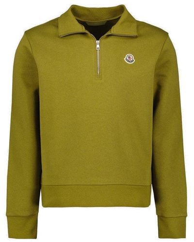 Moncler Zip Detailed High Neck Sweatshirt - Green