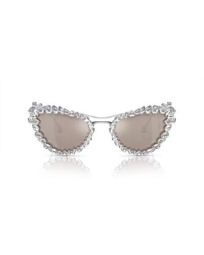 Swarovski Embellished Cat-eye Frame Sunglasses - White