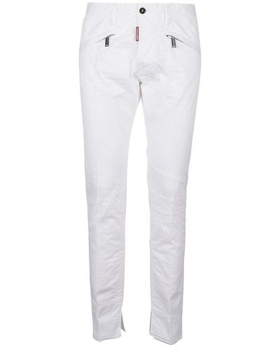 DSquared² Zip-detailed Tapered Logo-tag Pants - White