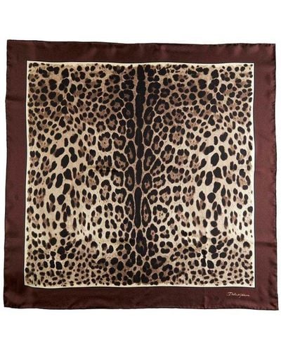 Dolce & Gabbana Leopard Printed Square Scarf - Black