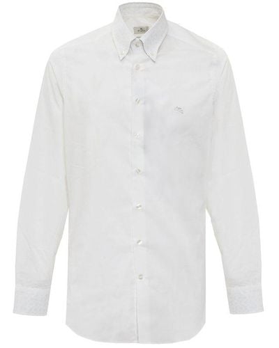 Etro Logo-embroidered Buttoned Shirt - White