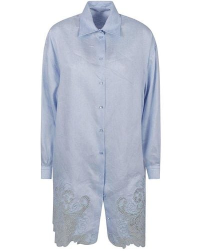 Ermanno Scervino Lace Panelled Oversize Long Shirt - Blue